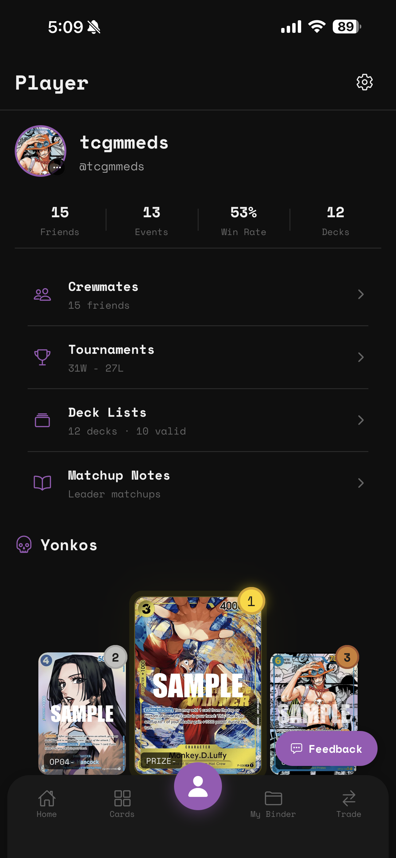 Card grid view